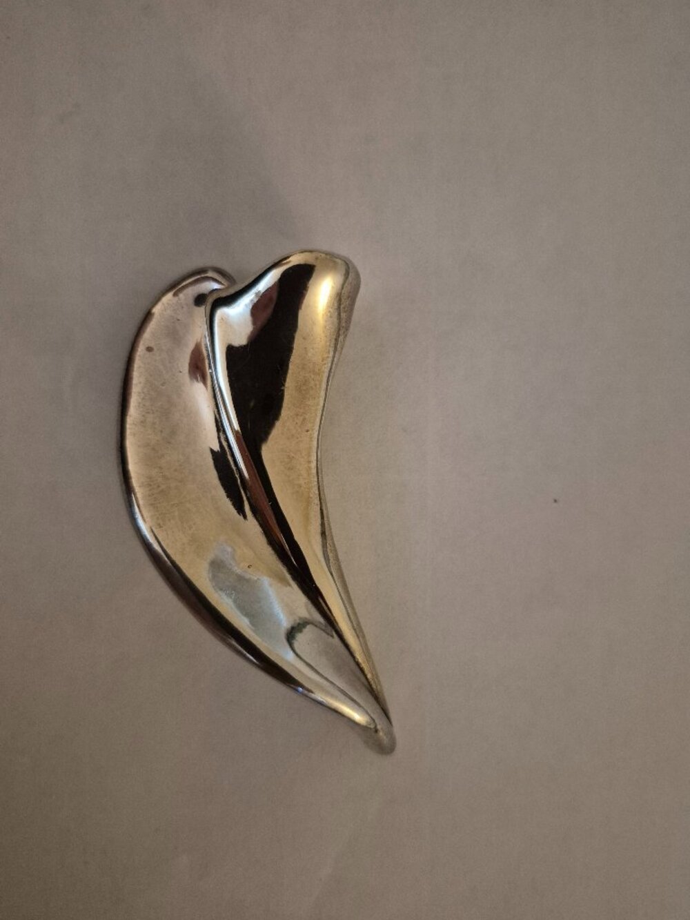 Vintage Heavy 18g Two Tone Sterling Silver Modernist Wave Brooch Pin 8cm